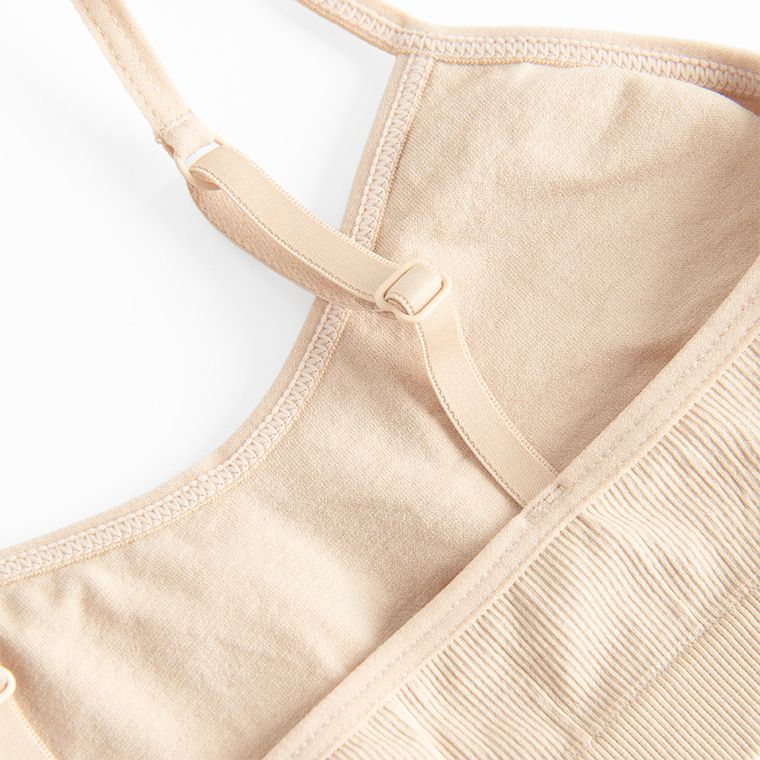 Cool Club, Bustiera pentru fete, din tricot striat, bej, microfibra