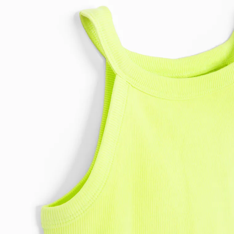 Cool Club, Bustiera sport, din tricot striat, galben