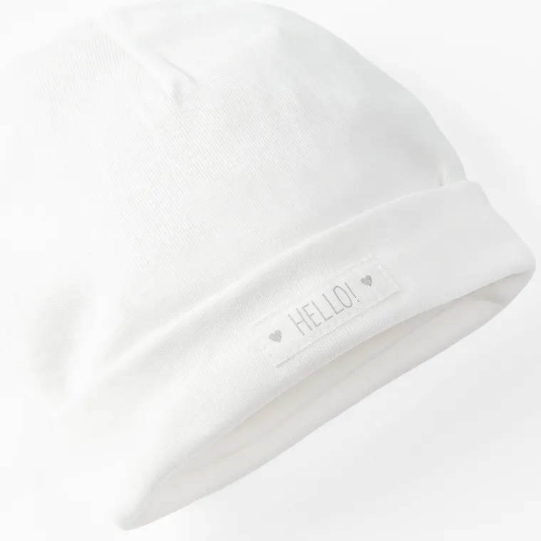 Cool Club, Caciula pentru bebelusi, ecru, imprimeu Hello