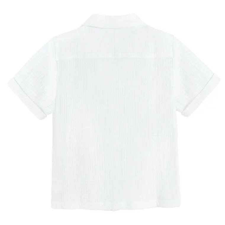 Cool Club, Camasa cu maneca scurta pentru baieti, regular, muselina, alb