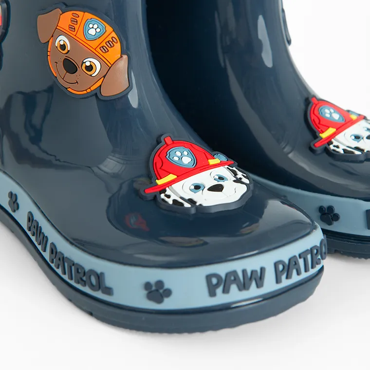 Cool Club, Cizme de cauciuc pentru baieti, albastru, talpa Barefoot, imprimeu Paw Patrol