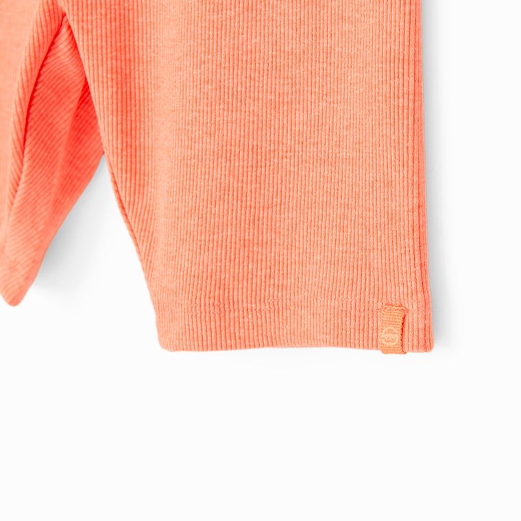 Cool Club, Colanti scurti pentru fete, din tricot striat, portocaliu fluo