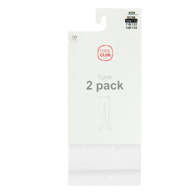 Cool Club, Dresuri pentru fete, alb, 20 DEN, set, 2 buc.