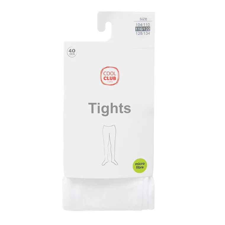 Cool Club, Dresuri pentru fete, alb, microfibra, 40 DEN