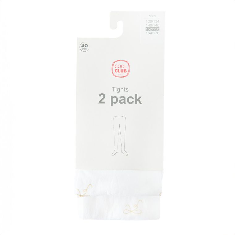 Cool Club, Dresuri pentru fete, alb, microfibra, 40 DEN, set, 2 buc.