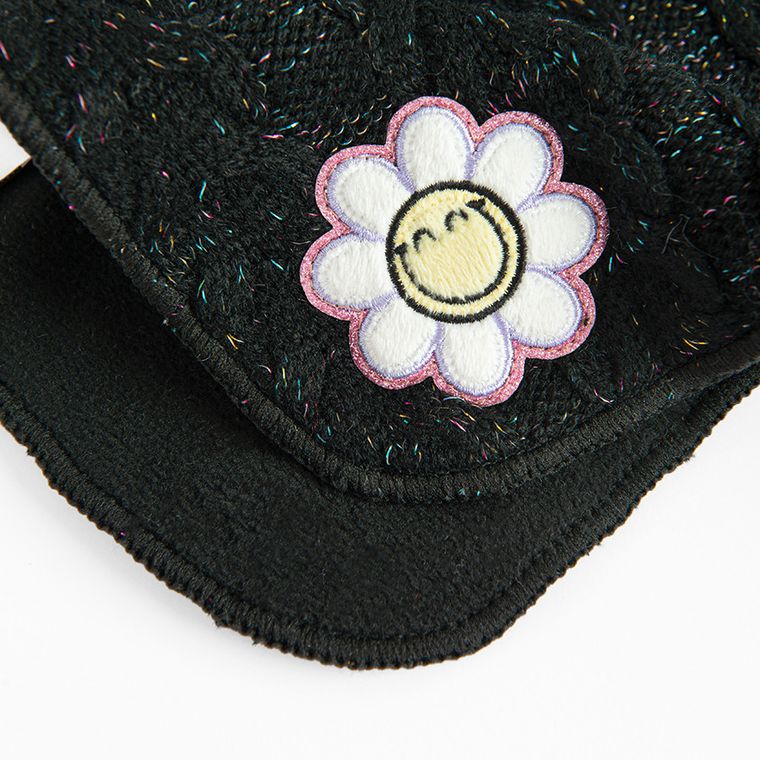 Cool Club, Fular-guler rulat pentru fete, negru, imprimeu SmileWorld