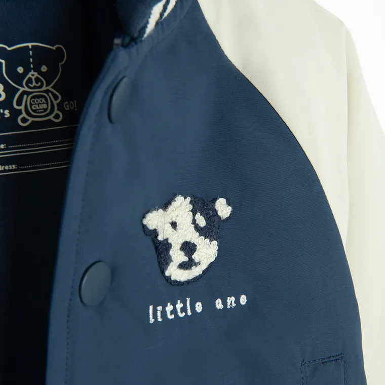 Cool Club, Geaca de baseball cu gluga pentru baieti, cu capse, albastru