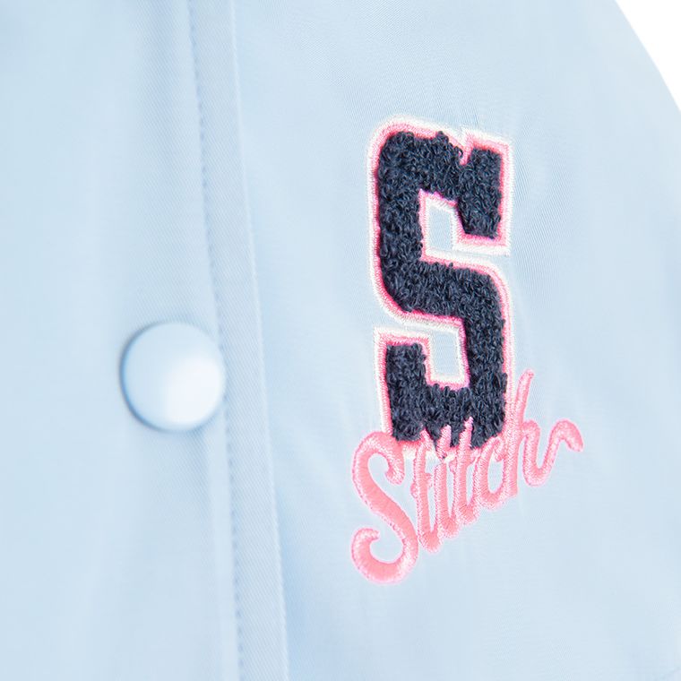 Cool Club, Geaca de baseball cu gluga pentru fete, albastru, imprimeu Lilo si Stitch