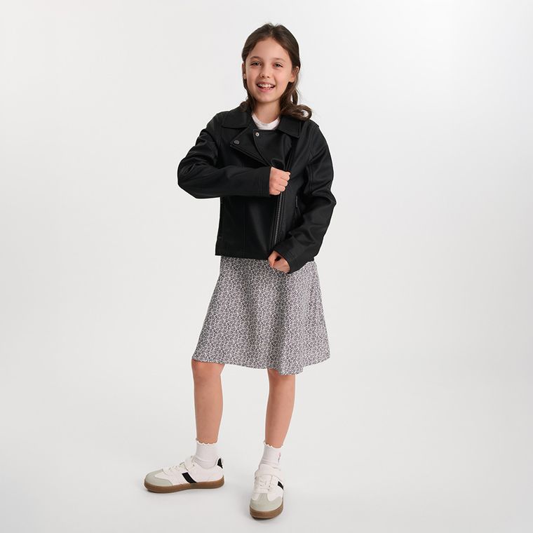 Cool Club, Geaca de motociclist din piele ecologica, pentru fete, negru