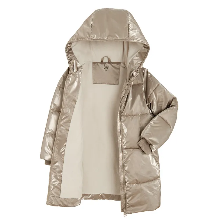 Cool Club, Geaca lunga cu gluga pentru fete, calduroasa, auriu