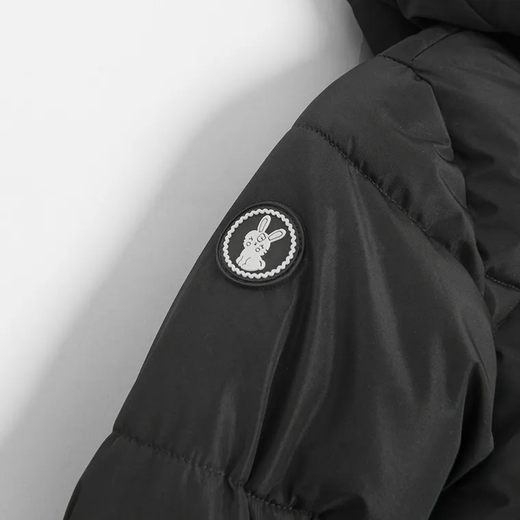 Cool Club, Geaca lunga cu gluga pentru fete, calduroasa, negru