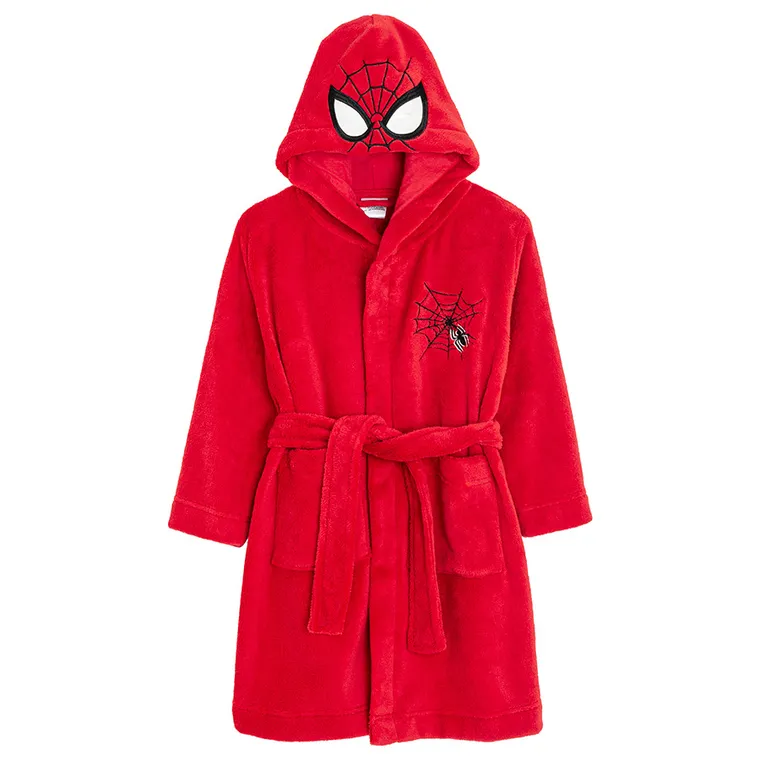 Cool Club, Halat de baie cu gluga pentru baieti, rosu, imprimeu Spider-Man