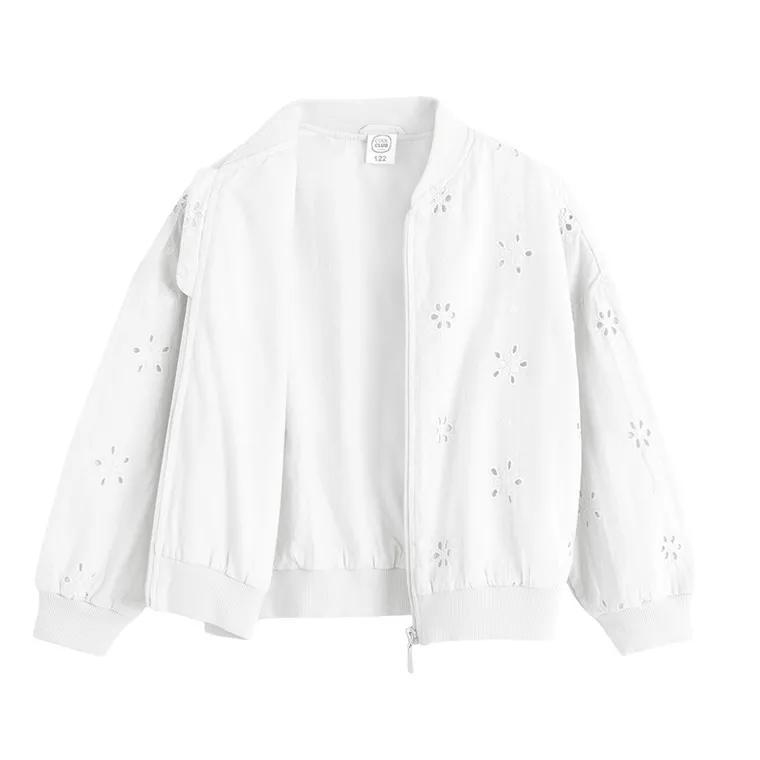 Cool Club, Hanorac bomber pentru fete, cu fermoar, alb