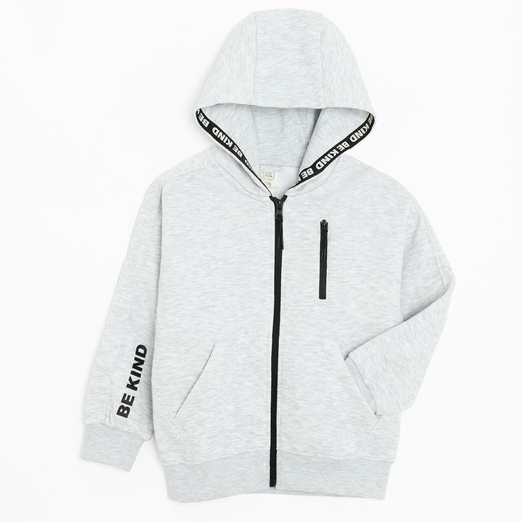 Cool Club, Hanorac cu gluga pentru baieti, cu fermoar, calduros, gri melanj