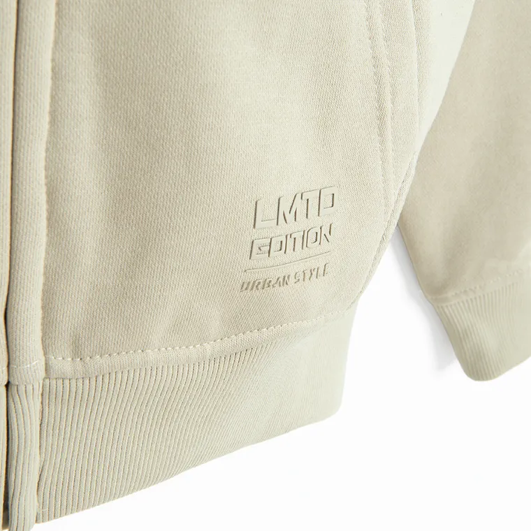 Cool Club, Hanorac cu gluga pentru baieti, cu fermoar, calduros, oversize, bej