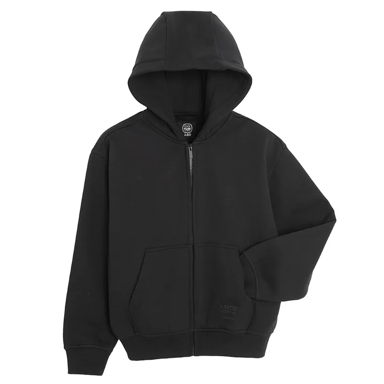 Cool Club, Hanorac cu gluga pentru baieti, cu fermoar, calduros, oversize, negru