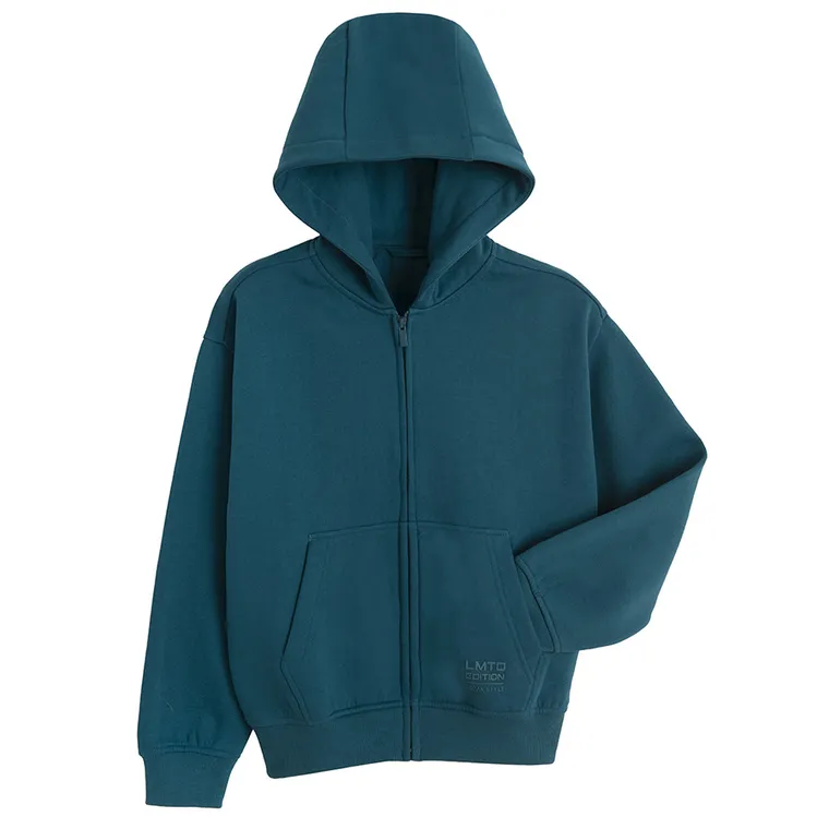 Cool Club, Hanorac cu gluga pentru baieti, cu fermoar, calduros, oversize, turcoaz