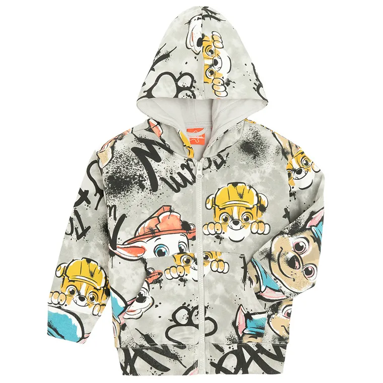 Cool Club, Hanorac cu gluga pentru baieti, cu fermoar, gri, imprimeu Paw Patrol
