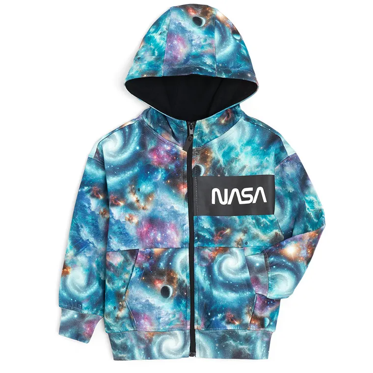 Cool Club, Hanorac cu gluga pentru baieti, cu fermoar, mix, imprimeu NASA