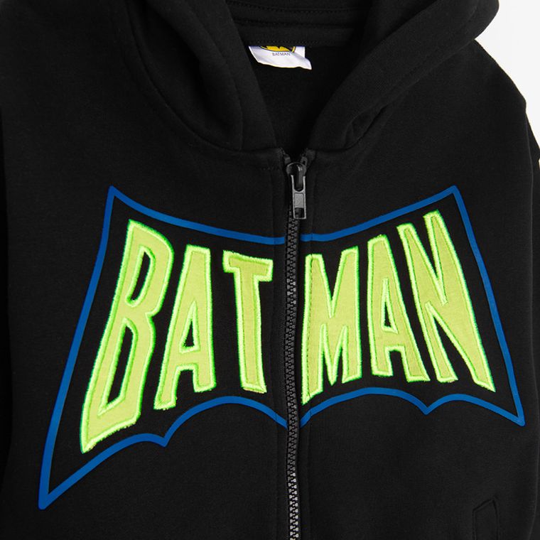 Cool Club, Hanorac cu gluga pentru baieti, cu fermoar, negru, imprimeu Batman