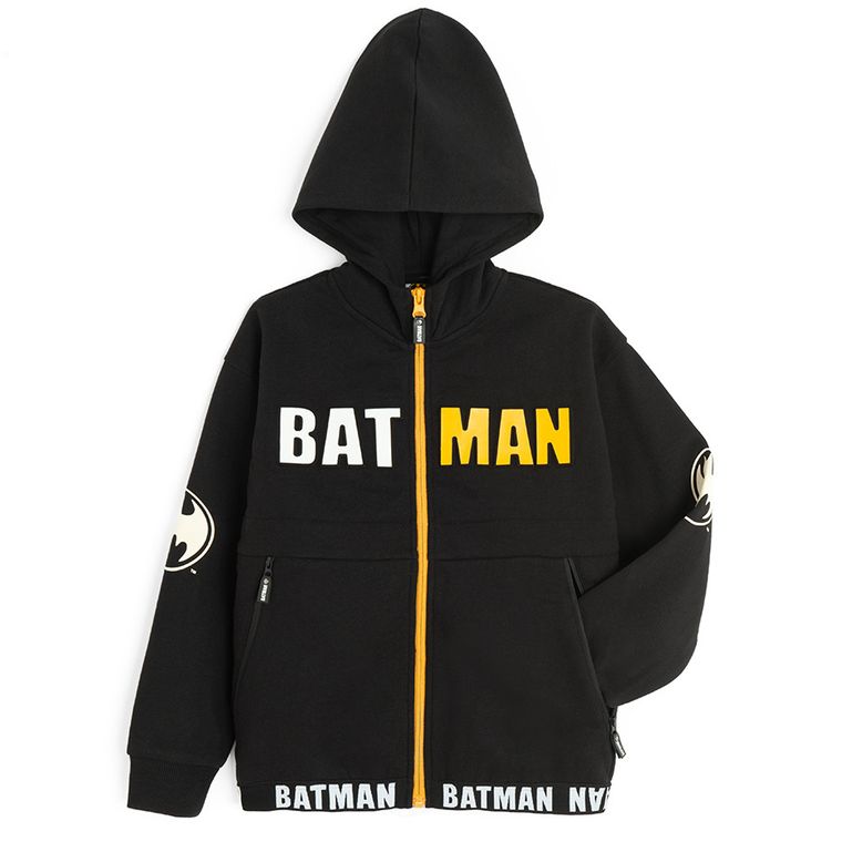 Cool Club, Hanorac cu gluga pentru baieti, cu fermoar, negru, imprimeu Batman