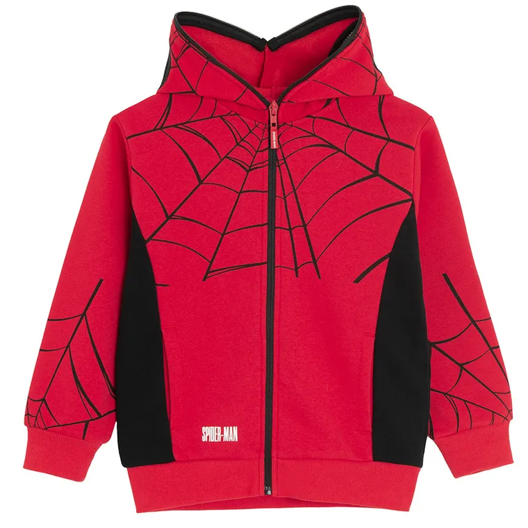 Cool Club, Hanorac cu gluga pentru baieti, cu fermoar, rosu, imprimeu Spider-Man