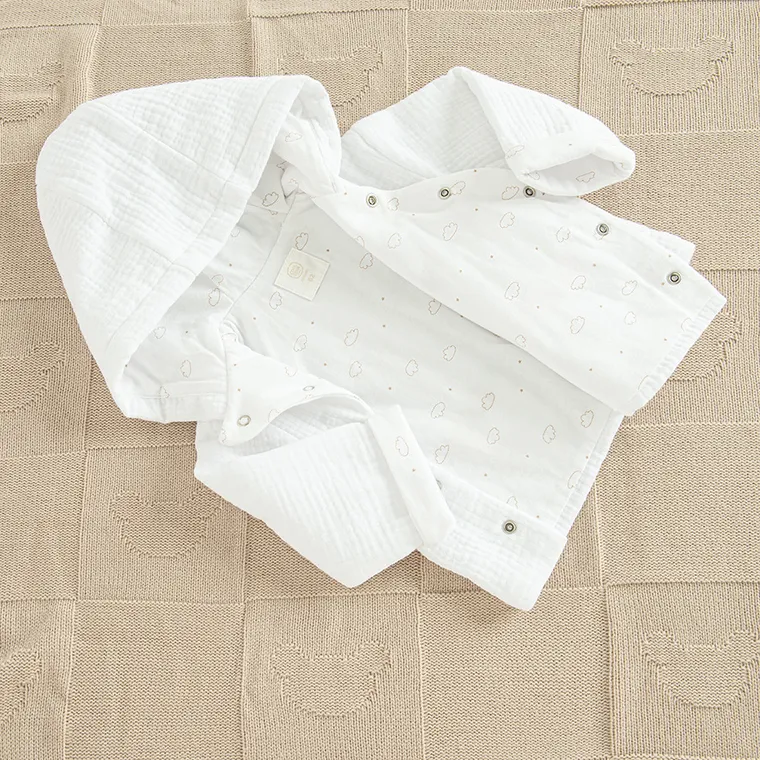 Cool Club, Hanorac cu gluga pentru bebelusi, bumbac organic, alb