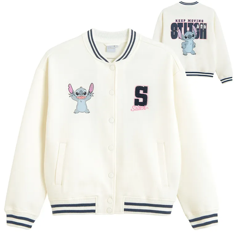 Cool Club, Hanorac cu gluga pentru fete, cu capse, alb, imprimeu Lilo si Stitch