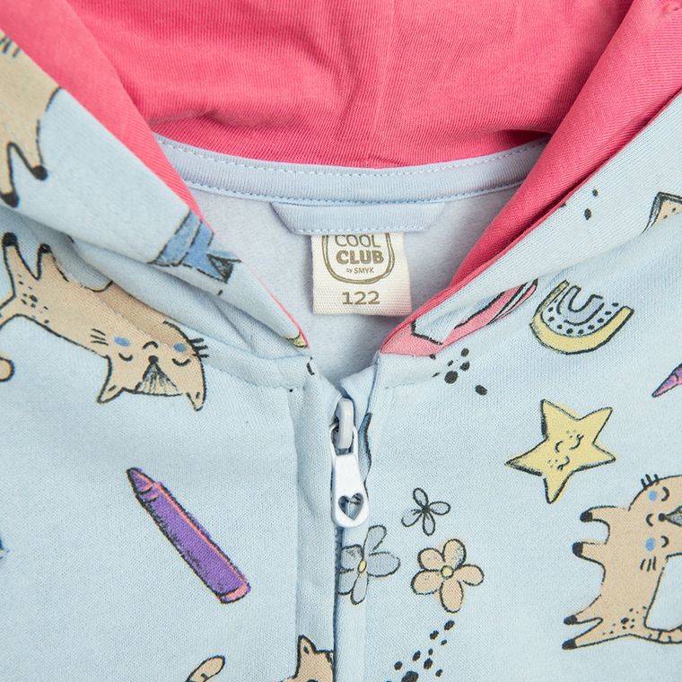 Cool Club, Hanorac cu gluga pentru fete, cu fermoar, albastru