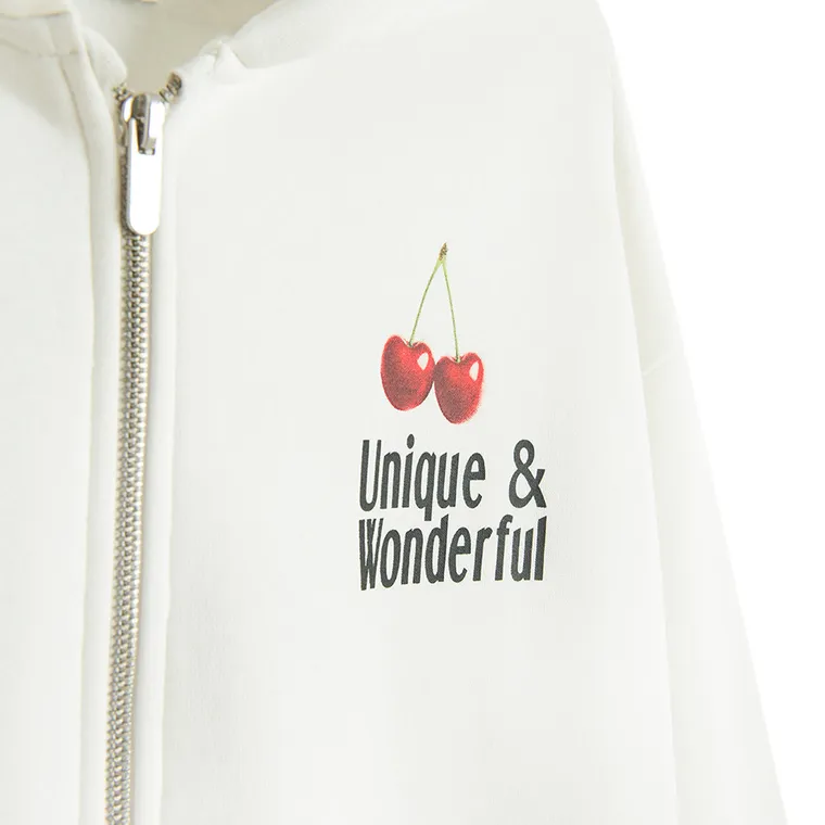 Cool Club, Hanorac cu gluga pentru fete, cu fermoar, calduros, alb