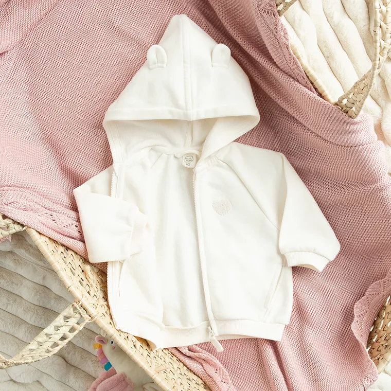 Cool Club, Hanorac cu gluga pentru fete, cu fermoar, calduros, ecru