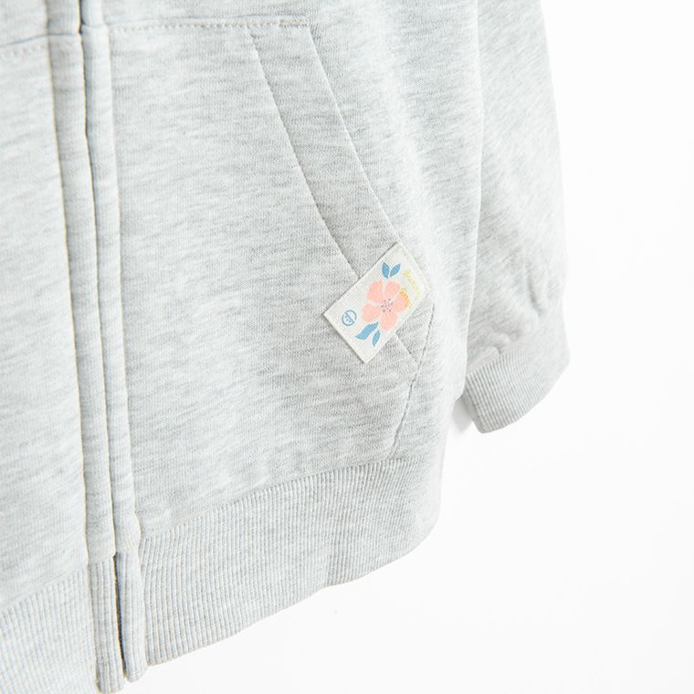 Cool Club, Hanorac cu gluga pentru fete, cu fermoar, cu fermoar, gri melanj