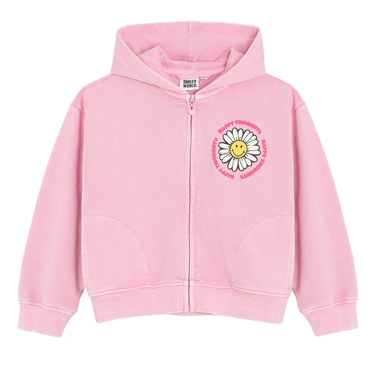 Cool Club, Hanorac cu gluga pentru fete, cu fermoar, roz, imprimeu SmileWorld