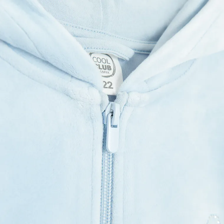 Cool Club, Hanorac cu gluga pentru fete, cu fermoar, velur, albastru