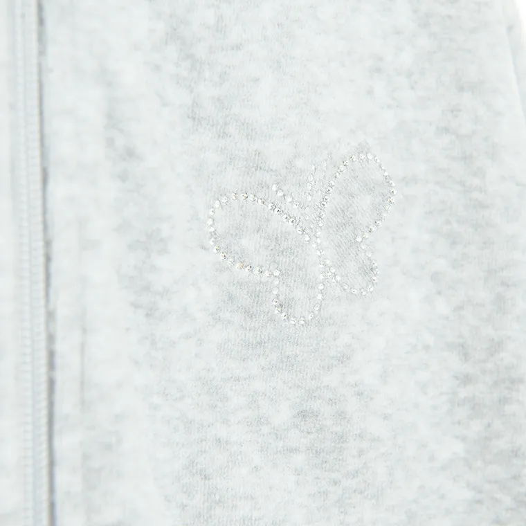 Cool Club, Hanorac cu gluga pentru fete, cu fermoar, velur, gri