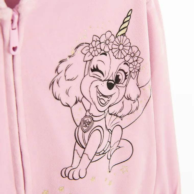 Cool Club, Hanorac cu gluga pentru fete, cu fermoar, velur, roz, imprimeu Paw Patrol
