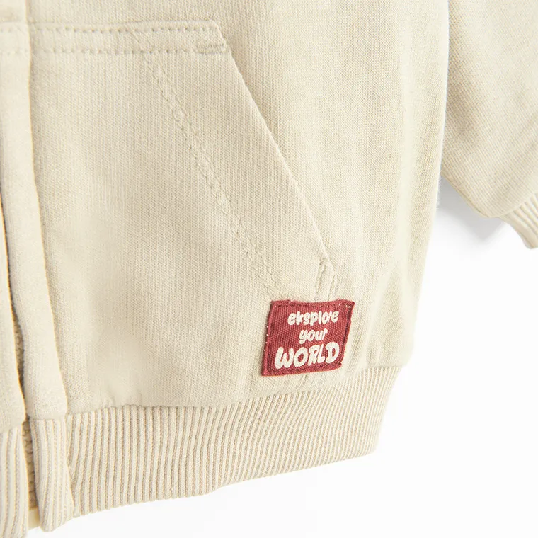 Cool Club, Hanorac pentru baieti, cu fermoar, bej