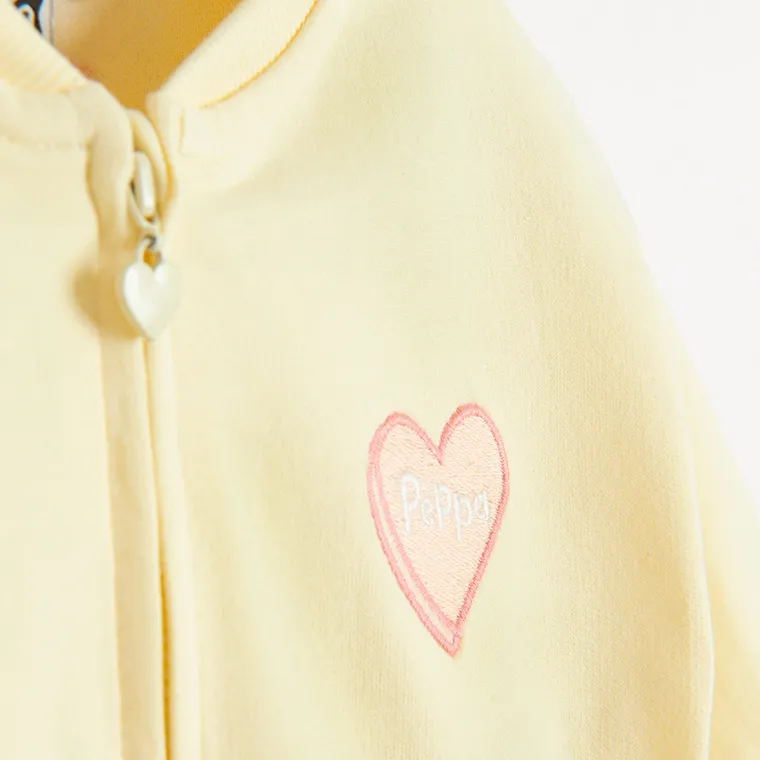 Cool Club, Hanorac pentru fete, cu fermoar, galben, imprimeu Peppa Pig