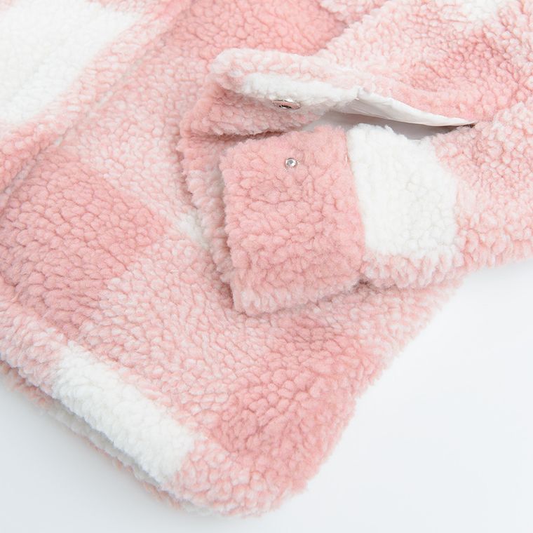 Cool Club, Jacheta tip camasa pentru fete, alb-roz, in carouri