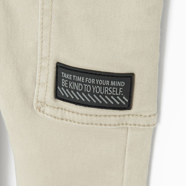 Cool Club, Pantaloni din material textil pentru baieti, jogger, bej