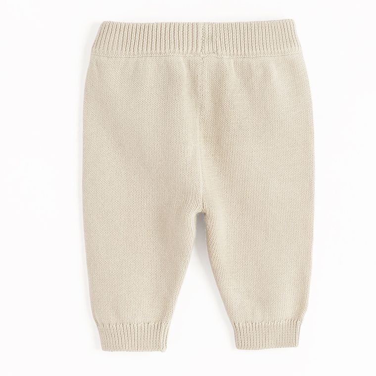 Cool Club, Pantaloni fara botosei pentru baieti, din tricot, bej