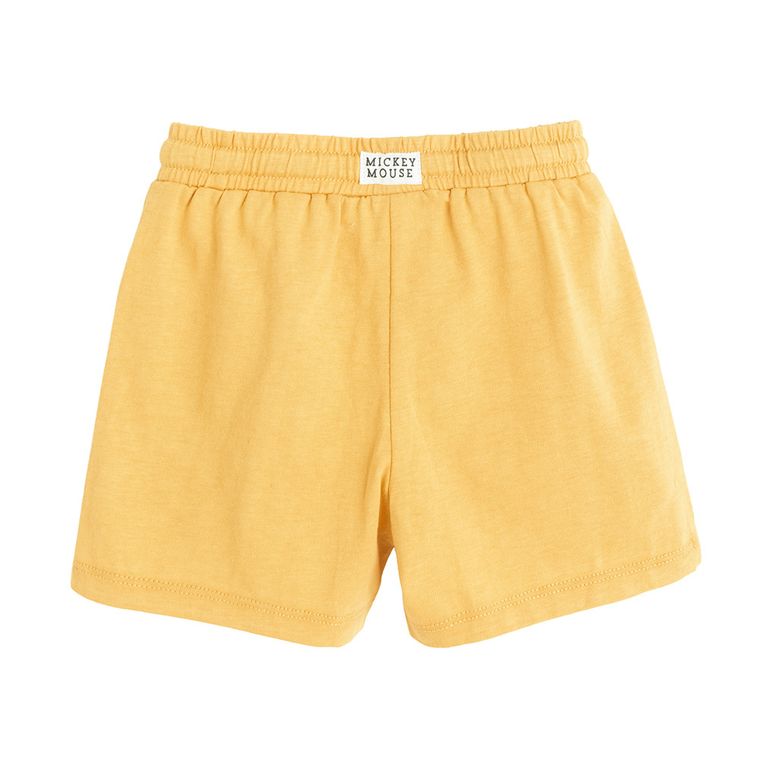 Cool Club, Pantaloni scurti pentru baieti, galben, imprimeu Mickey Mouse