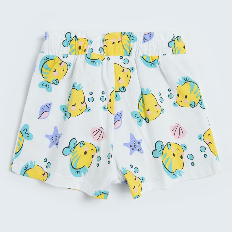 Cool Club, Pantaloni scurti pentru fete, alb, roz, imprimeu Disney Princess, set, 2 buc.