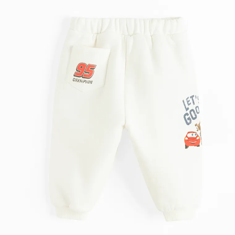 Cool Club, Pantaloni trening pentru baieti, alb, imprimeu Cars