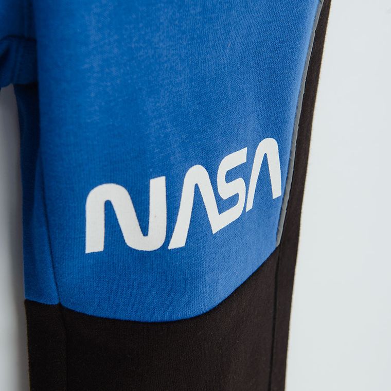 Cool Club, Pantaloni trening pentru baieti, albastru, imprimeu NASA
