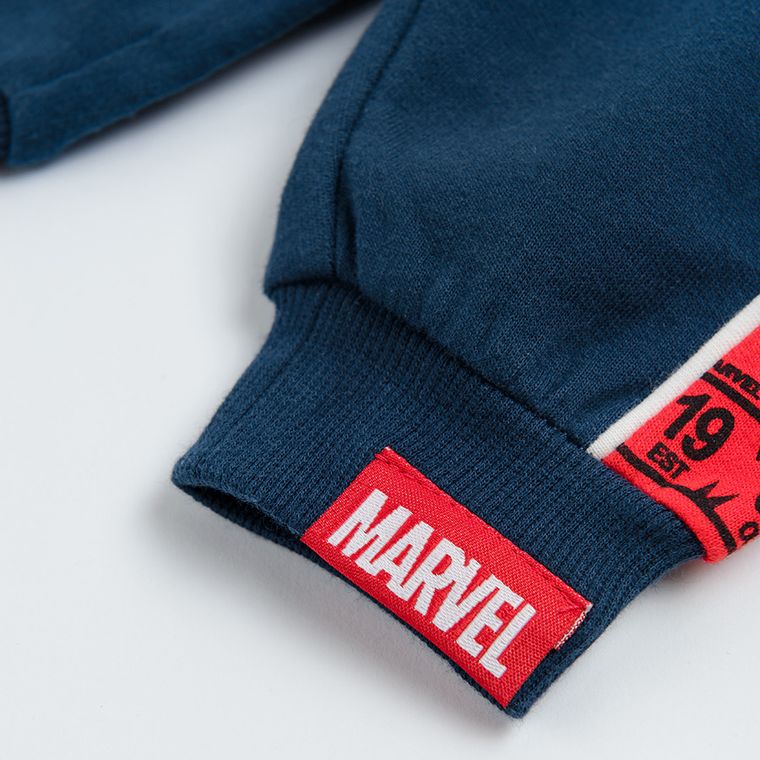 Cool Club, Pantaloni trening pentru baieti, bleumarin, imprimeu Marvel Super Heroes