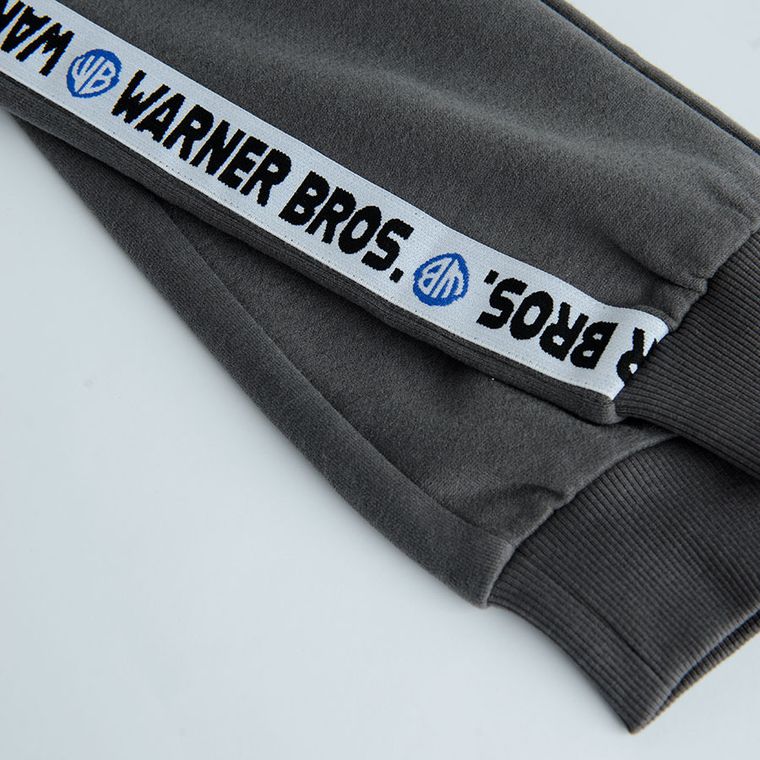 Cool Club, Pantaloni trening pentru baieti, gri inchis, imprimeu Warner Bros