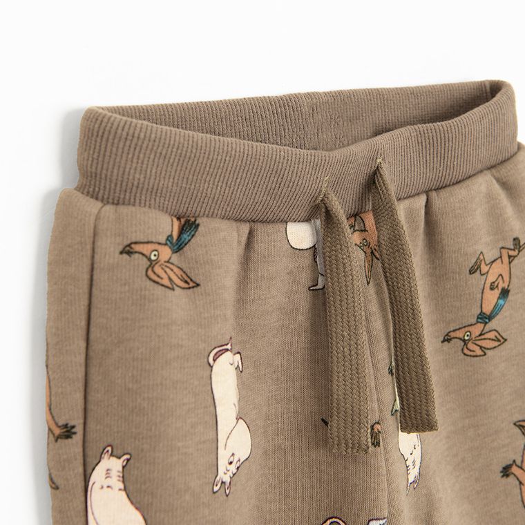 Cool Club, Pantaloni trening pentru baieti, maro, Imprimeu Moomins