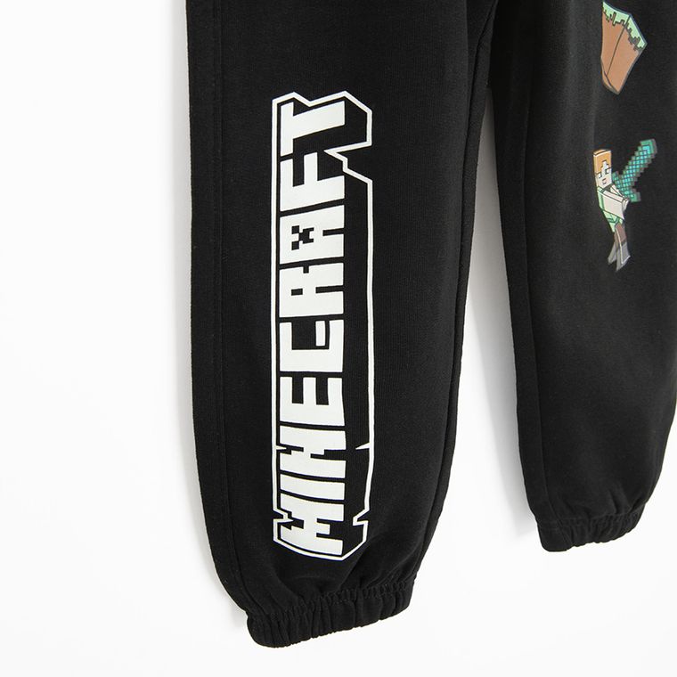 Cool Club, Pantaloni trening pentru baieti, negru, imprimeu Minecraft