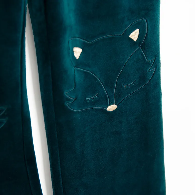 Cool Club, Pantaloni trening pentru fete, flare, velur, verde